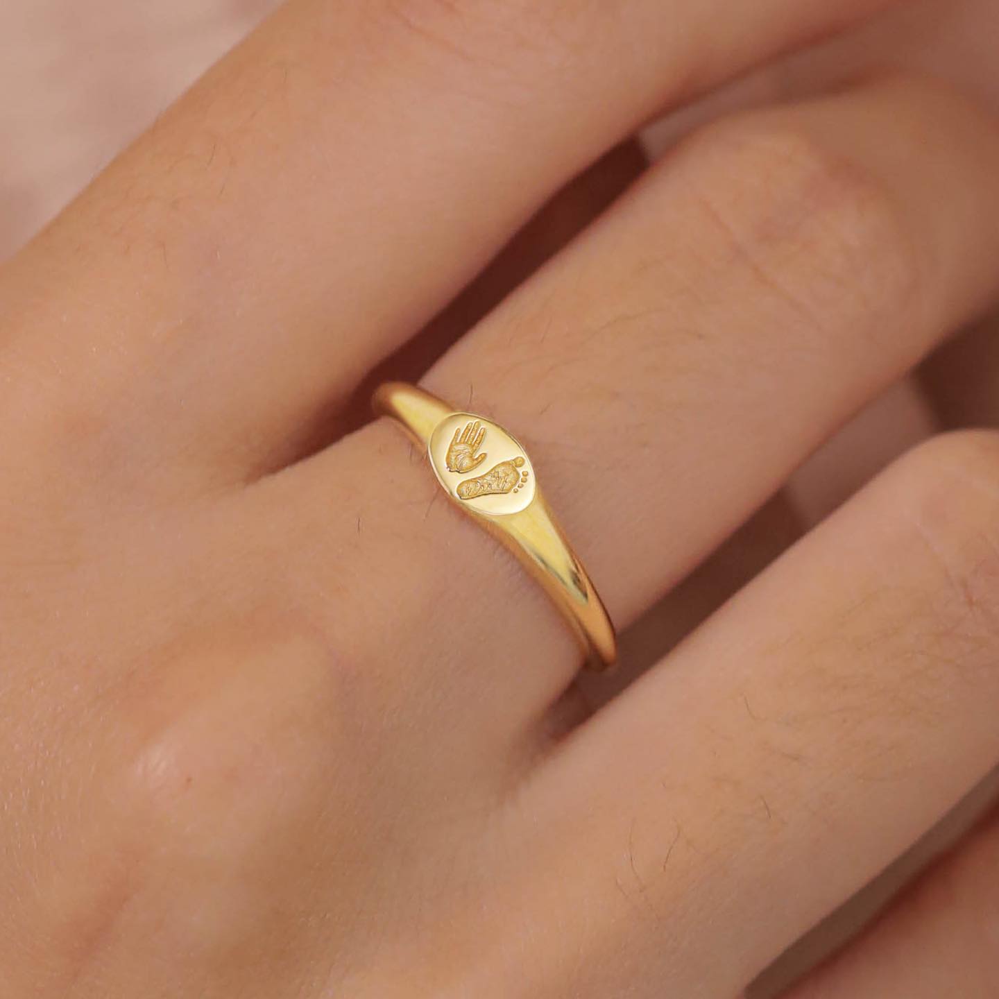 18K Gold Baby Handprint & Footprint Ring