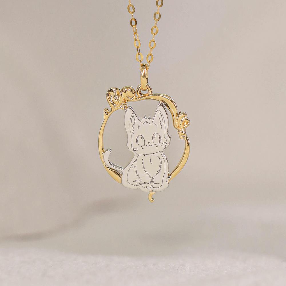 18K Gold Customized Cat Pendant