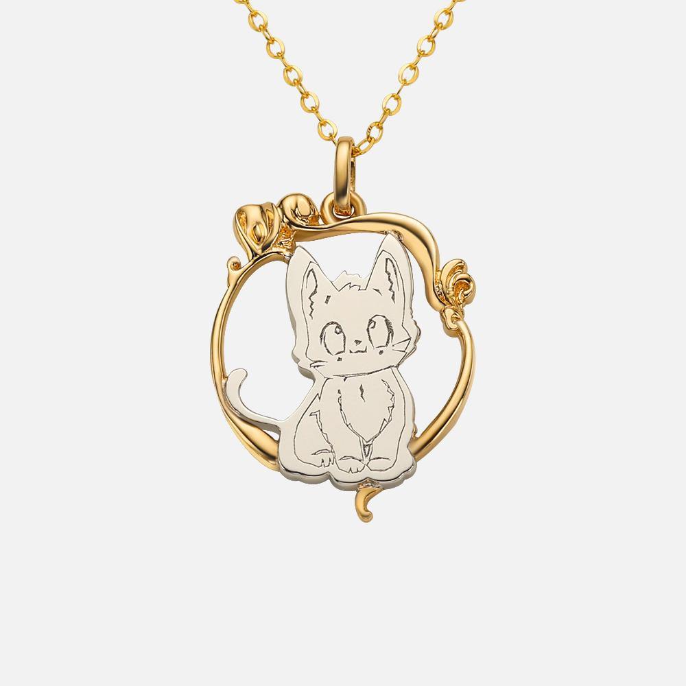 18K Gold Customized Cat Pendant