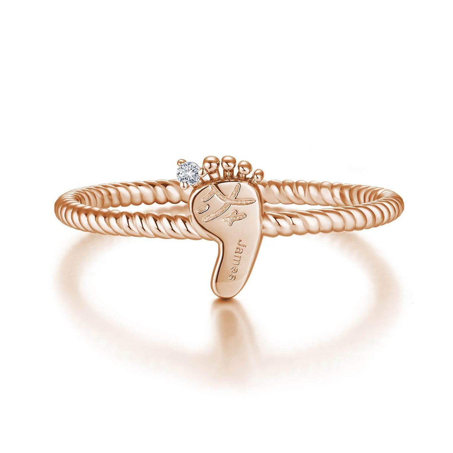 18K Rose Gold Baby Footprint Ring