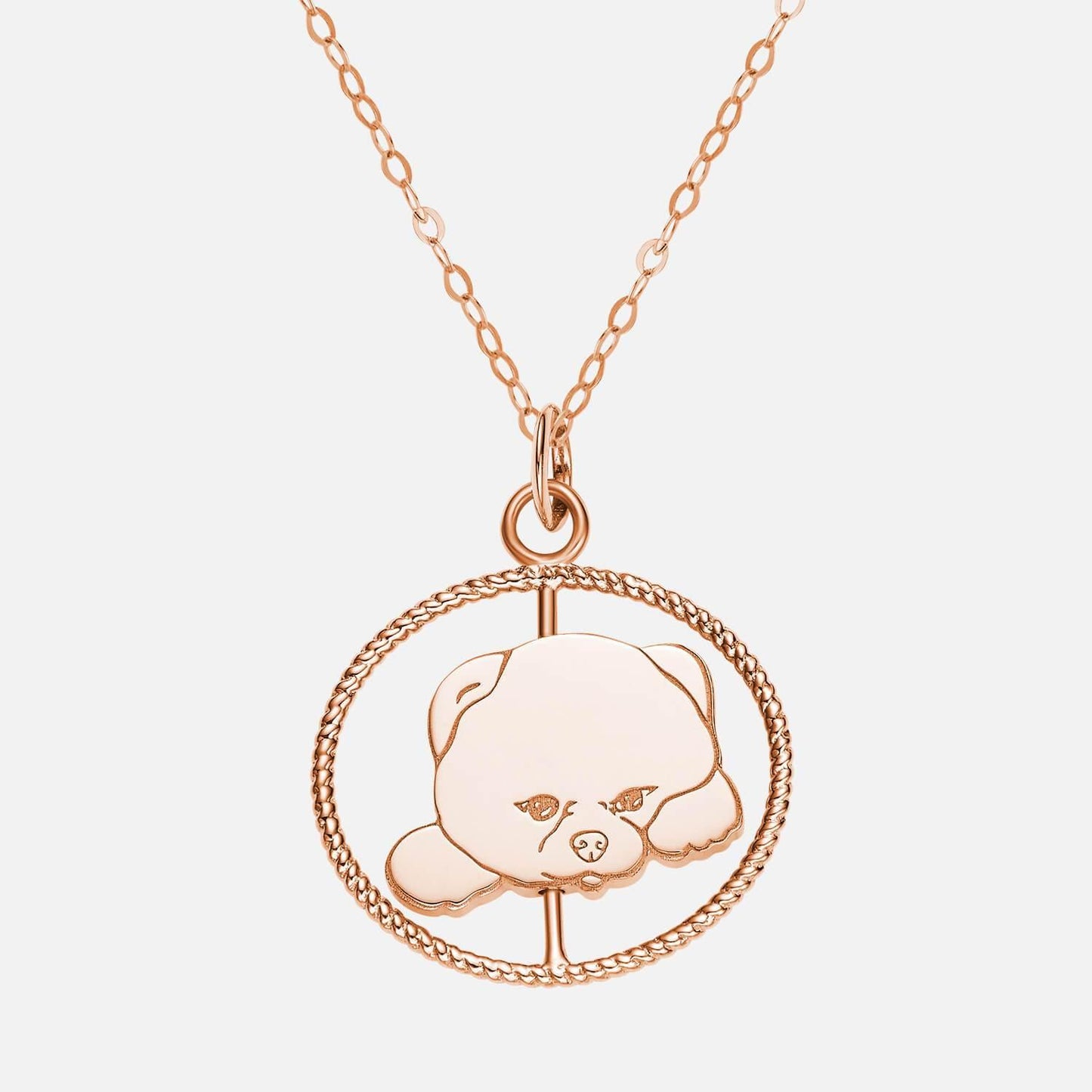 18K Rose Gold Customized Dog Footprint Pendant Front