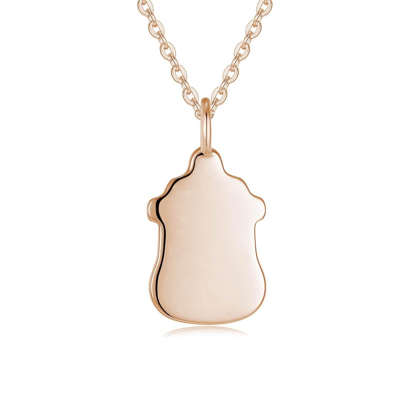 18K Rose Gold Feeding Bottle Baby Footprint Necklace Back