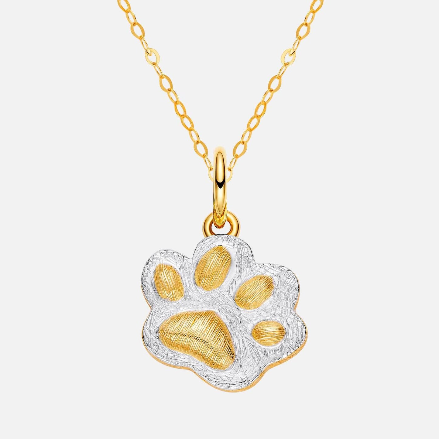 18K Yellow Gold Customized Cat Footprint Pendant Front