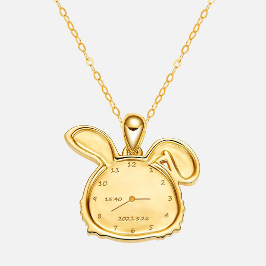 18K Yellow Gold Customized Rabbit Fingerprint Pendant Front