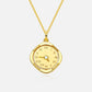18K Gold Baby Engravable Flip Round Footprint Necklace Back