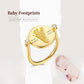 18K Gold Baby Engravable Round Footprint Ring