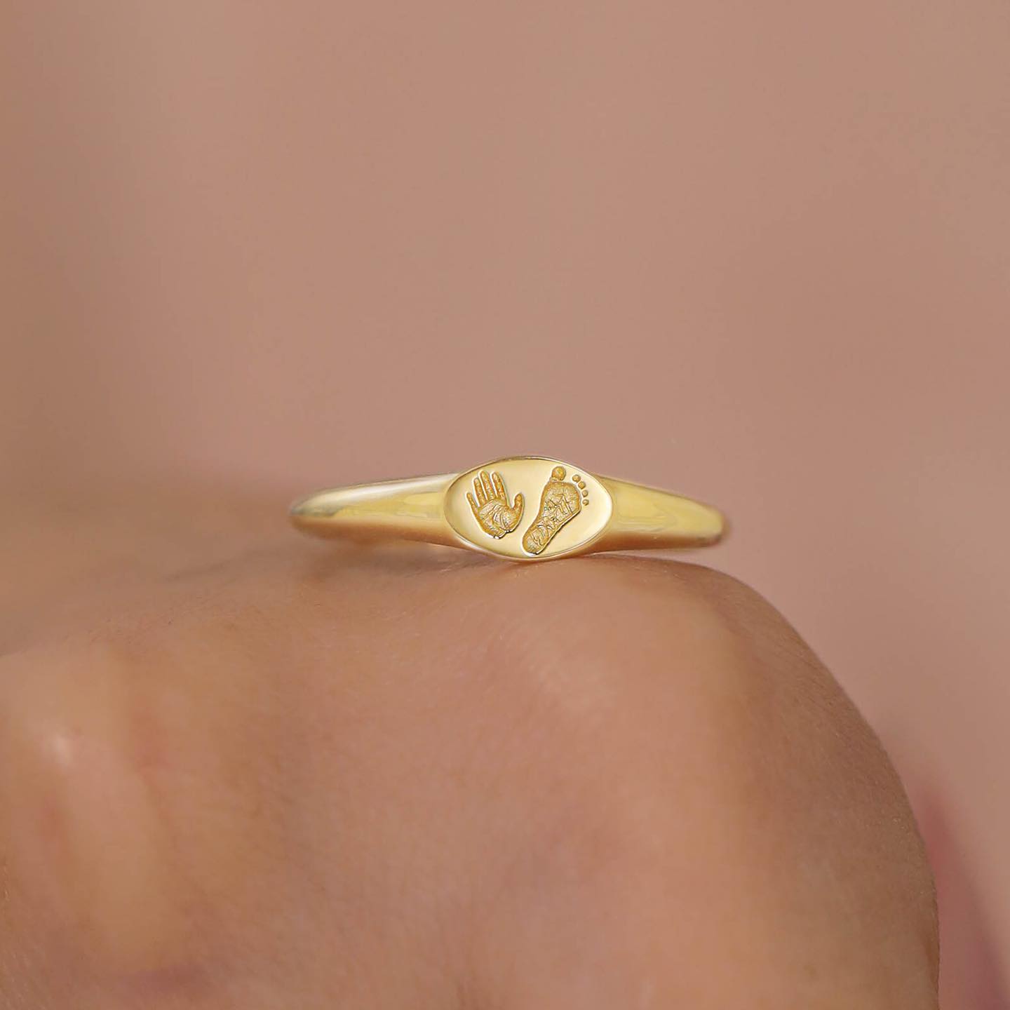 18K Gold Baby Handprint & Footprint Ring