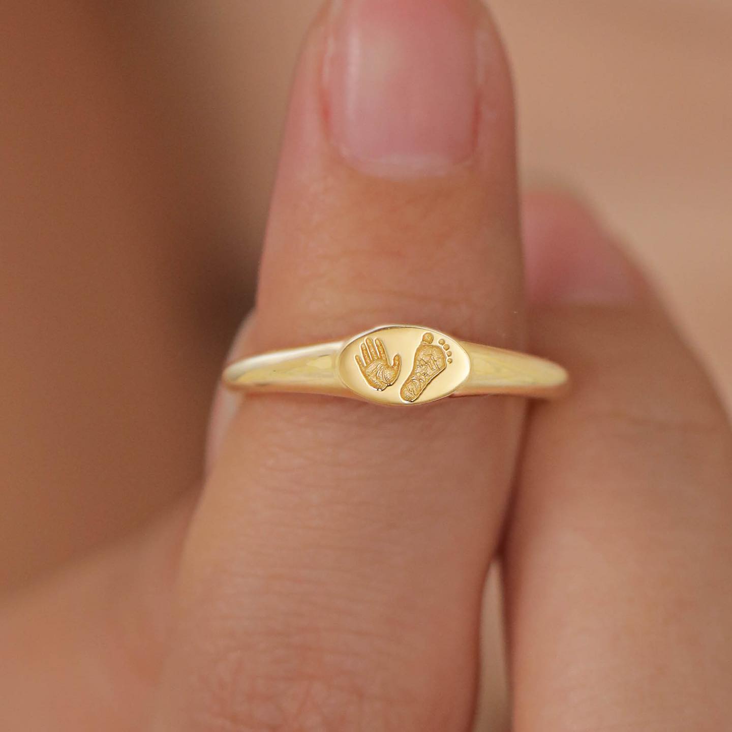 18K Gold Baby Handprint & Footprint Ring
