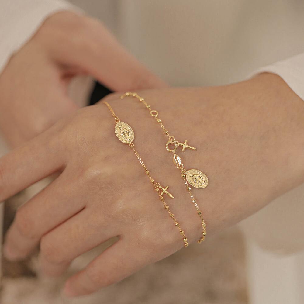 18K Gold Cross Bracelet