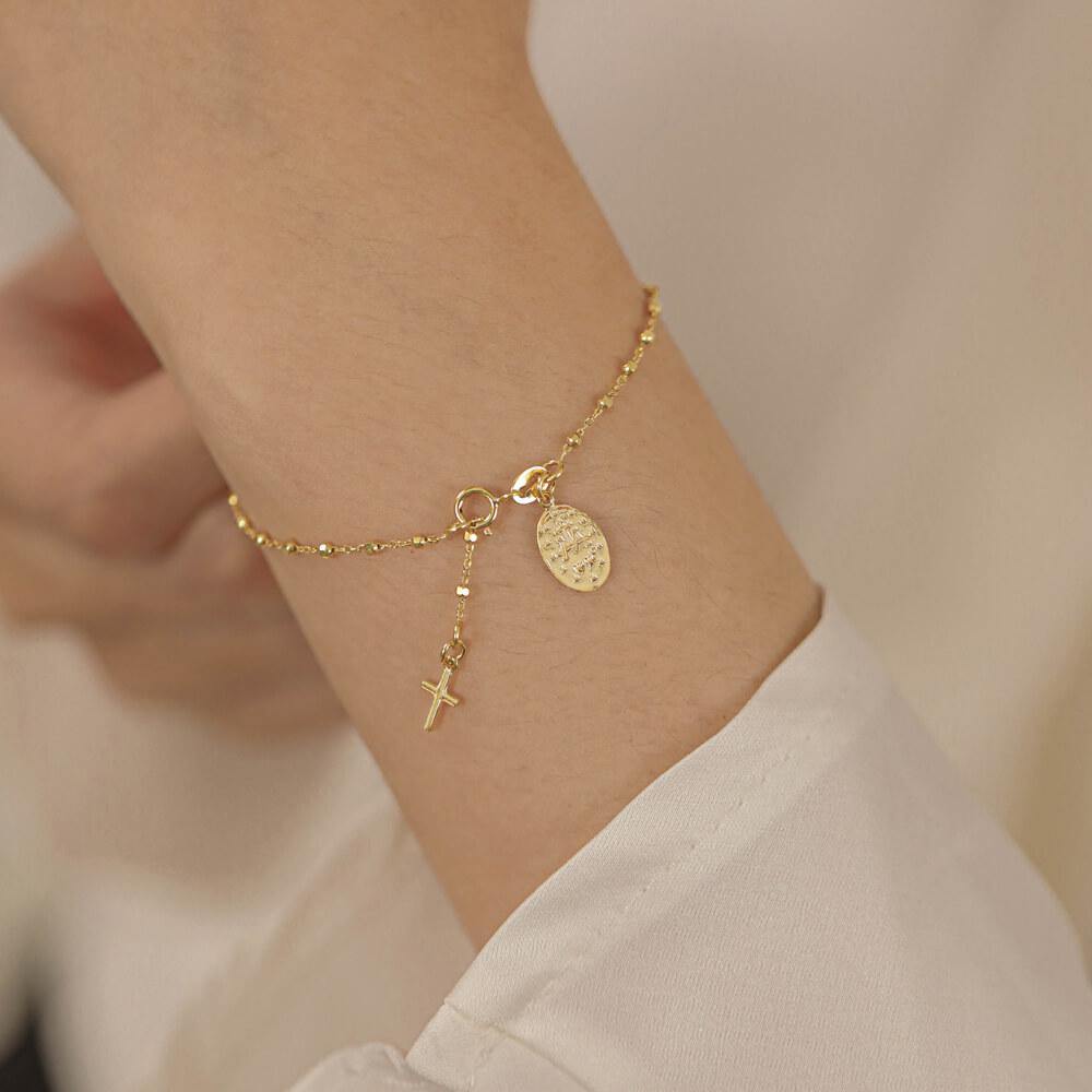 18K Gold Cross Bracelet