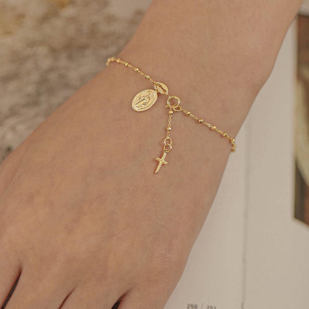 18K Gold Cross Bracelet