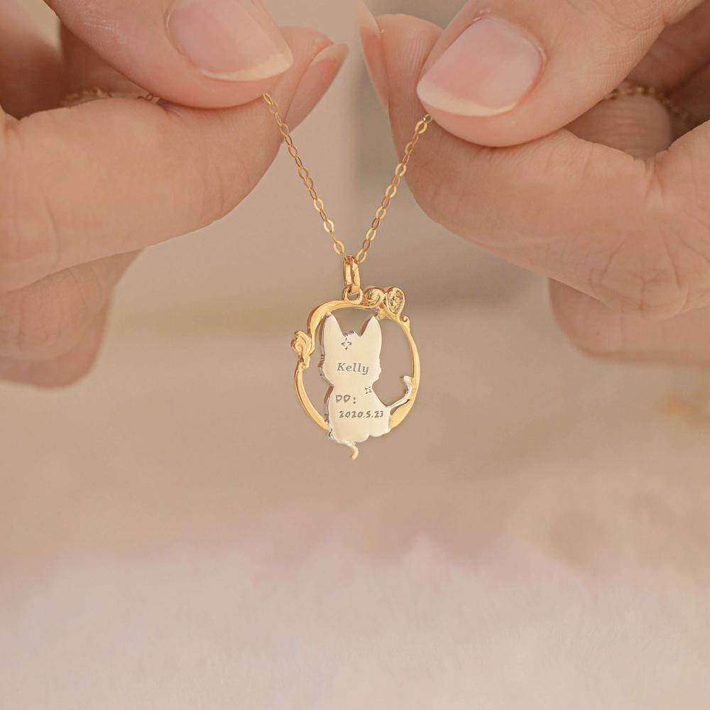 18K Gold Customized Cat Pendant