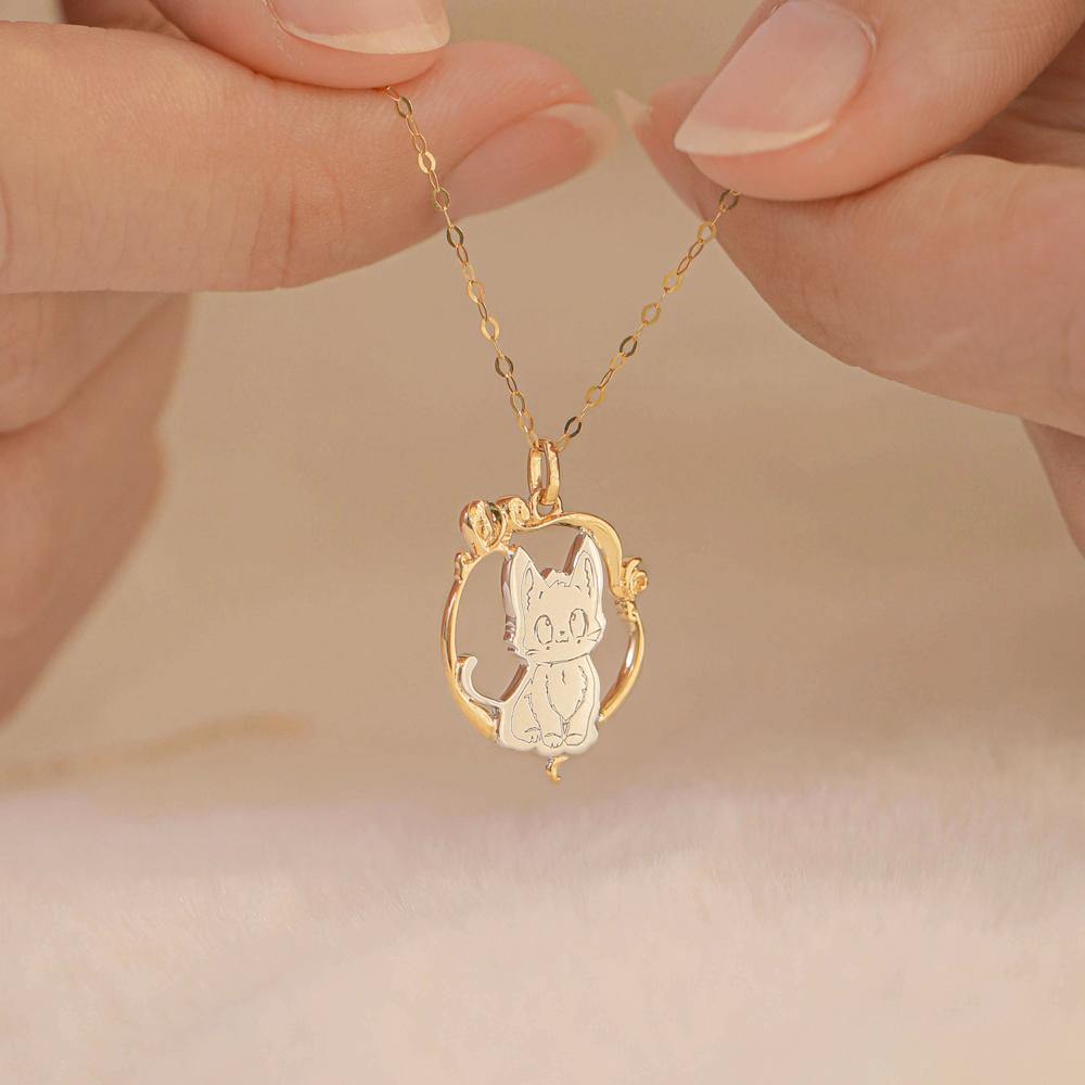 18K Gold Customized Cat Pendant