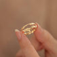 18K Gold Engravable Baby Footprint Couple Rings