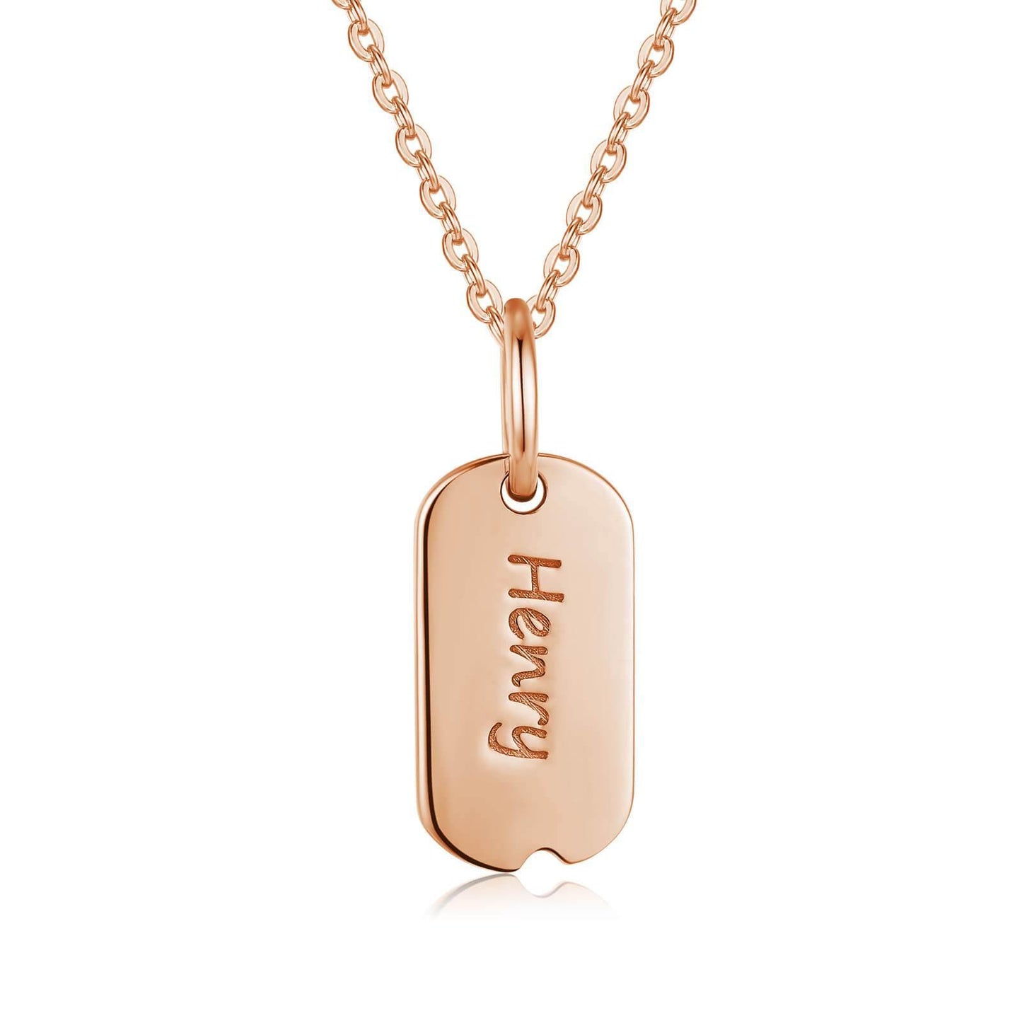 18K Rose Gold Baby Custom Rectangle Footprint Necklace Back