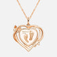 18K Rose Gold Baby Engravable Heart Shape Footprint Necklace Front