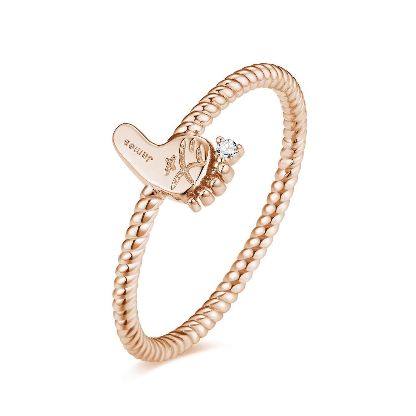 18K Rose Gold Baby Footprint Ring