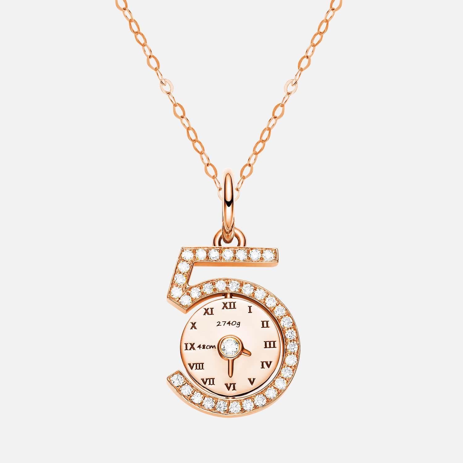 18K Rose Gold Custom Baby Footprints May Diamond Necklace Back