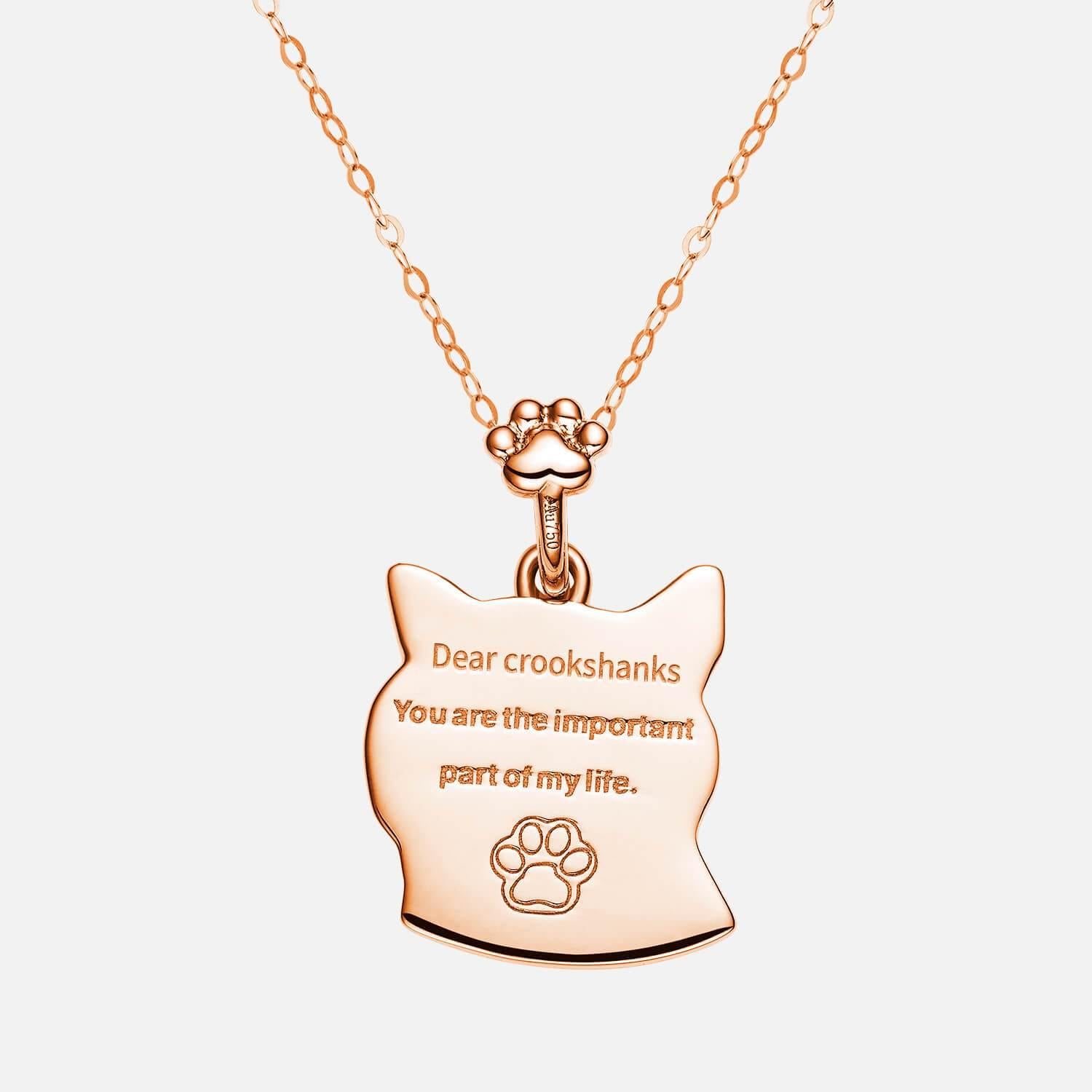 18K Rose Gold Customized Cat Head Pendant Back