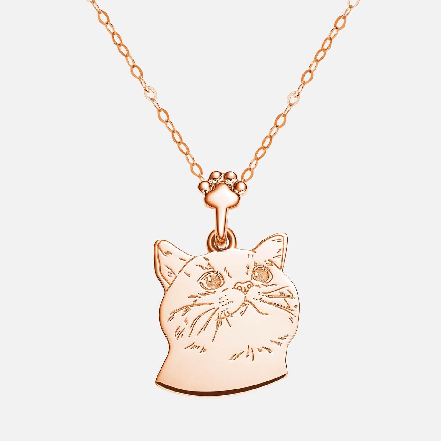 18K Rose Gold Customized Cat Head Pendant Front