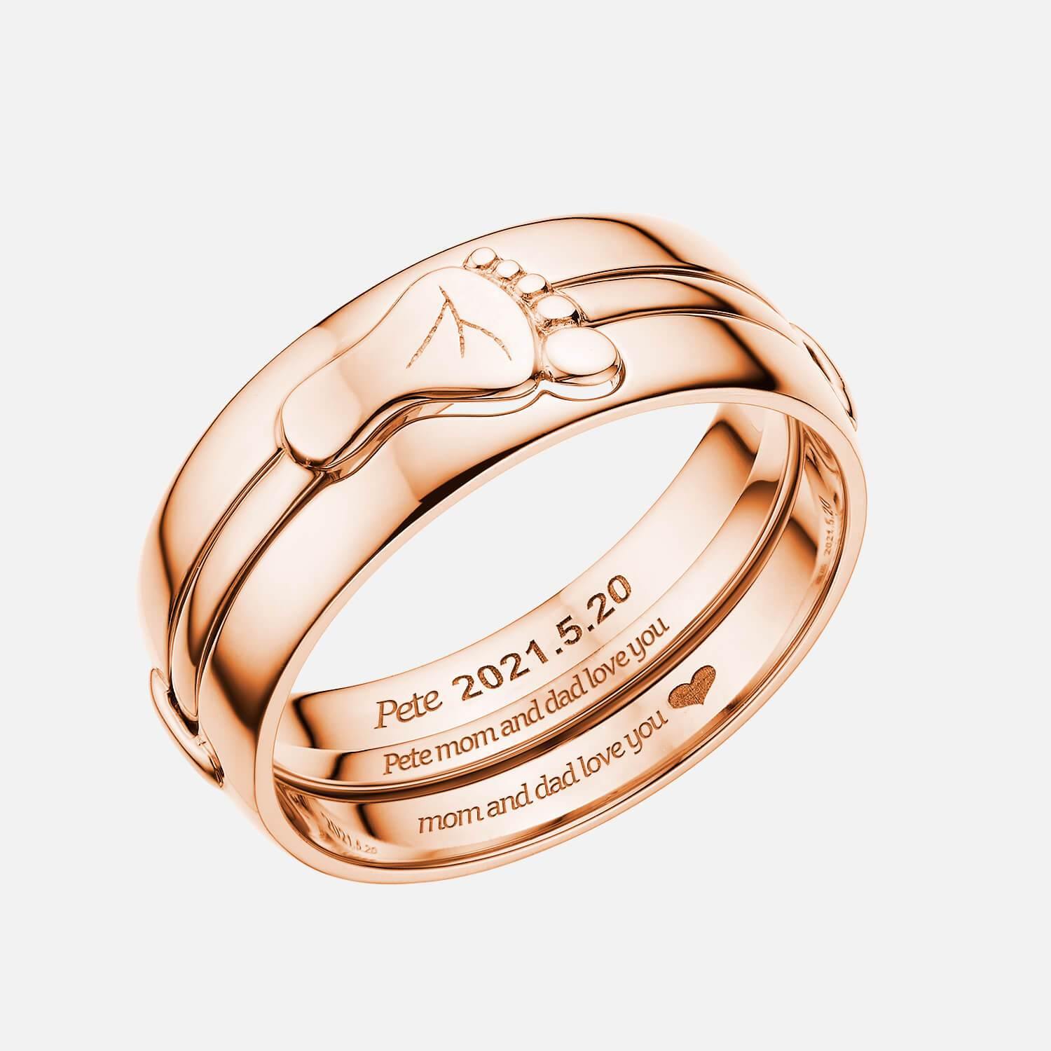 Buy Matching Initial Couple Rings 14k Rose Gold, Unique Mens Wedding Band  Set With Customized and Personalize Letters, Rose Gold Ring Wide Online in  India - Etsy