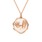 18K Rose Gold Medallion Baby Footprint Necklace Front
