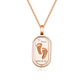 18K Rose Gold Oval Baby Footprint Necklace Front