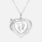 18K White Gold Baby Engravable Heart Shape Footprint Necklace Front