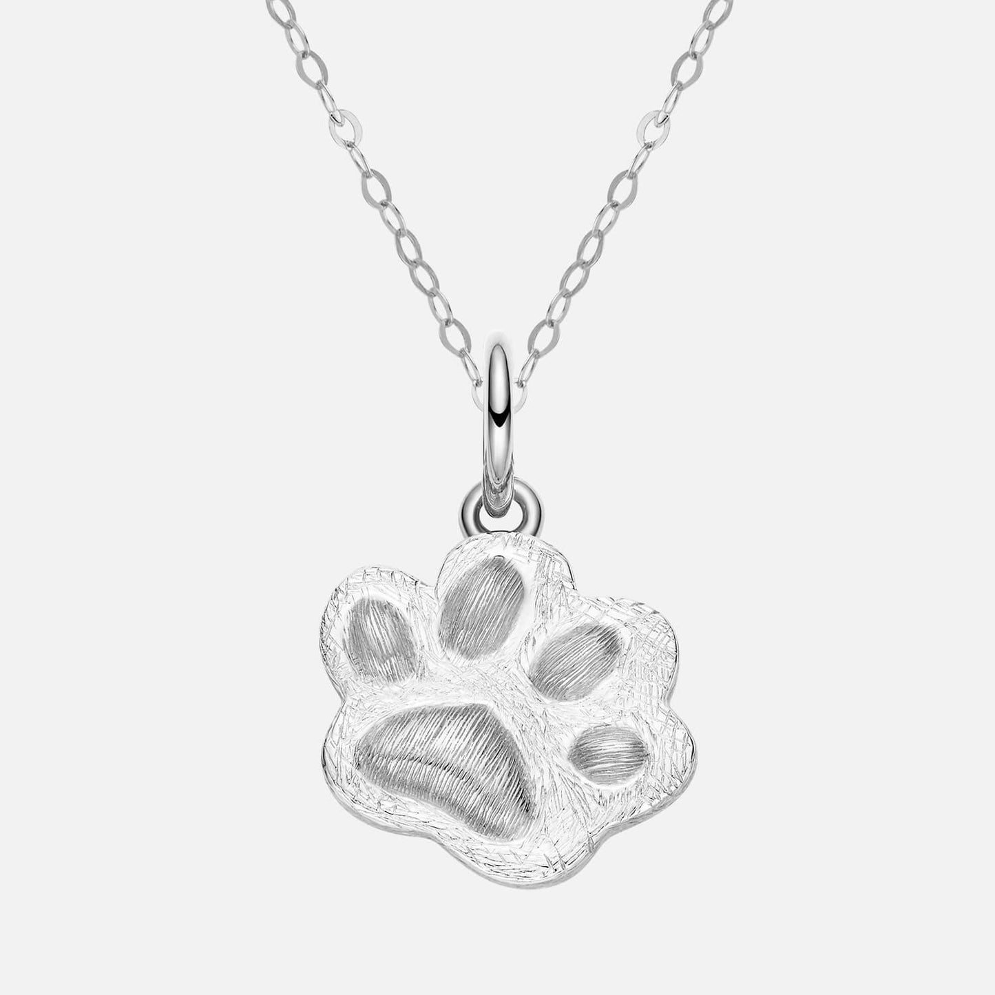 18K White Gold Customized Cat Footprint Pendant Front