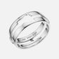 18K White Gold Engravable Baby Footprint Couple Rings Male