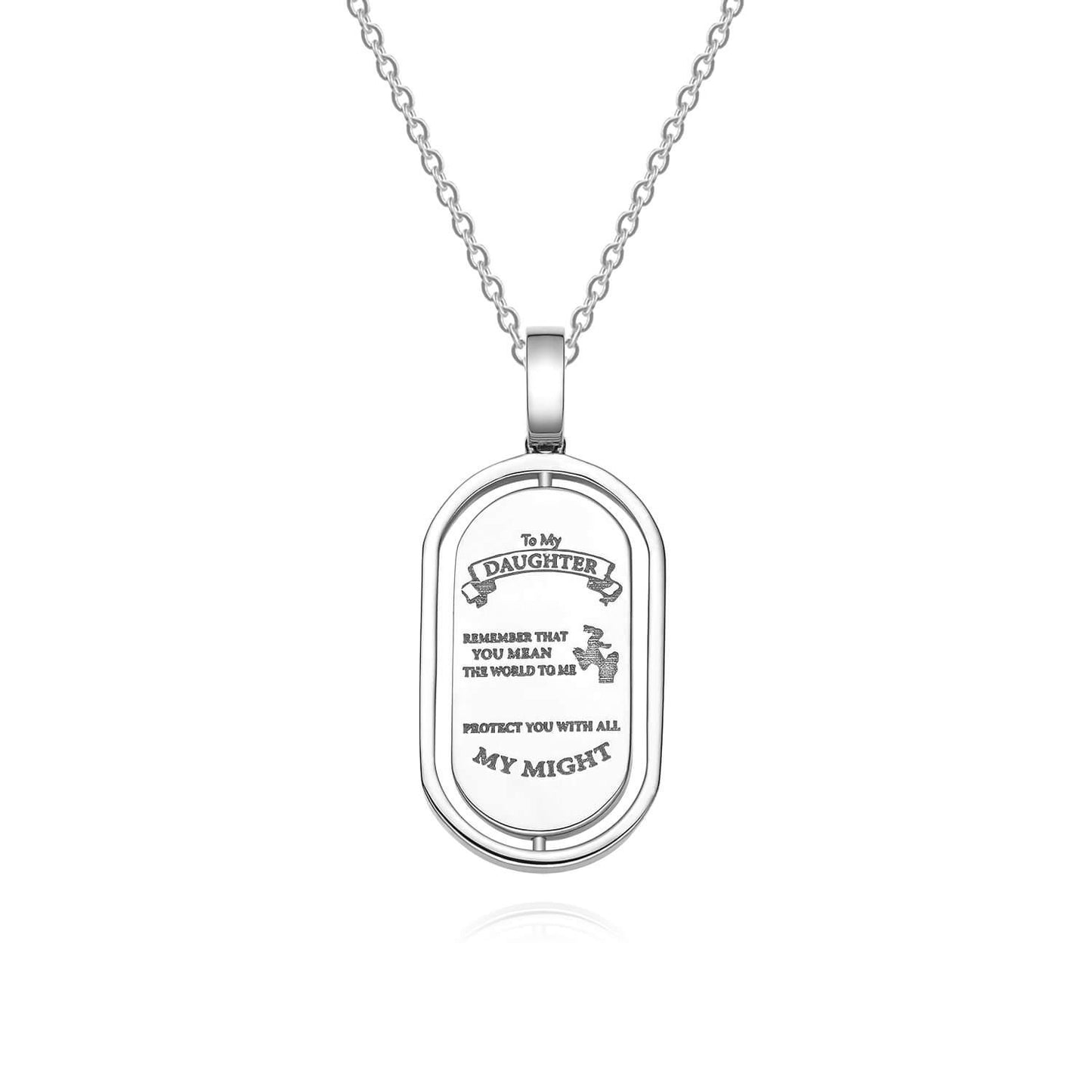 18K White Gold Oval Baby Footprint Necklace Back