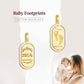 Baby and custom 18k gold baby footprints oval necklace
