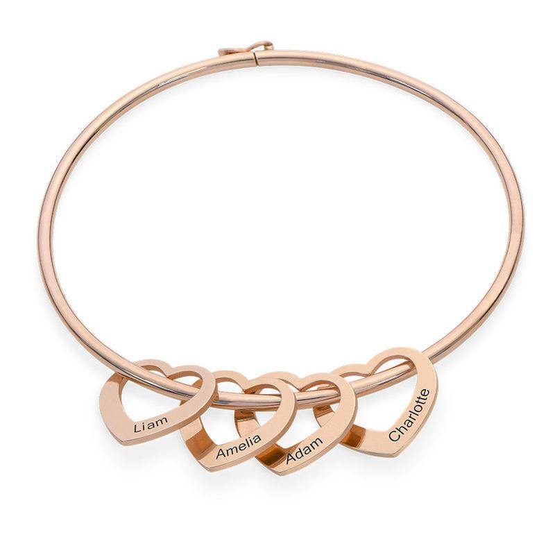 Bangle Bracelet with Heart Pendants - TDC Jewellery