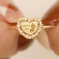 18K Gold Engravable heart-shaped footprint ring