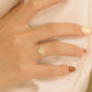 18K Gold Engravable heart-shaped footprint ring