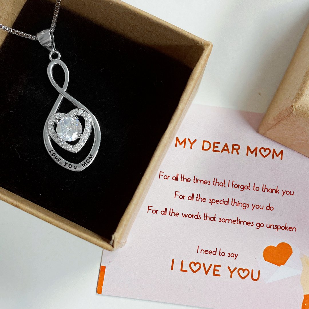 For Mom - Love You Mom Connected Heart Necklace