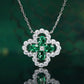 TDC™ Green Four-Leaf Clover Sterling Silver Necklace