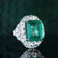 High-End Green Artificial Gemstone Silver Ring