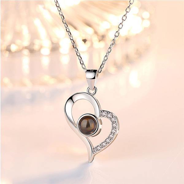 TDC™ Personalized Heart Photo Projection Necklace with I Love You in 100 Languages - TDC Jewellery