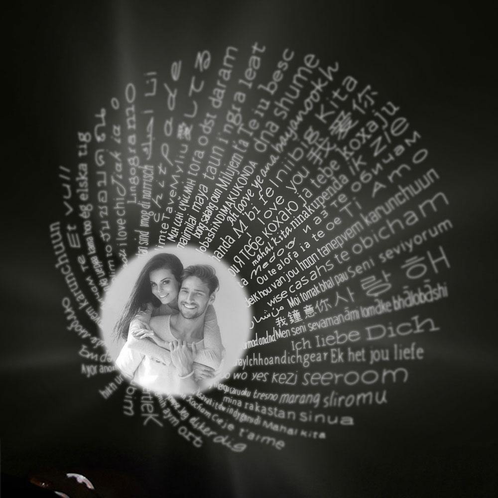 Personalized Heart Photo Projection Necklace with I Love You in 100 Languages
