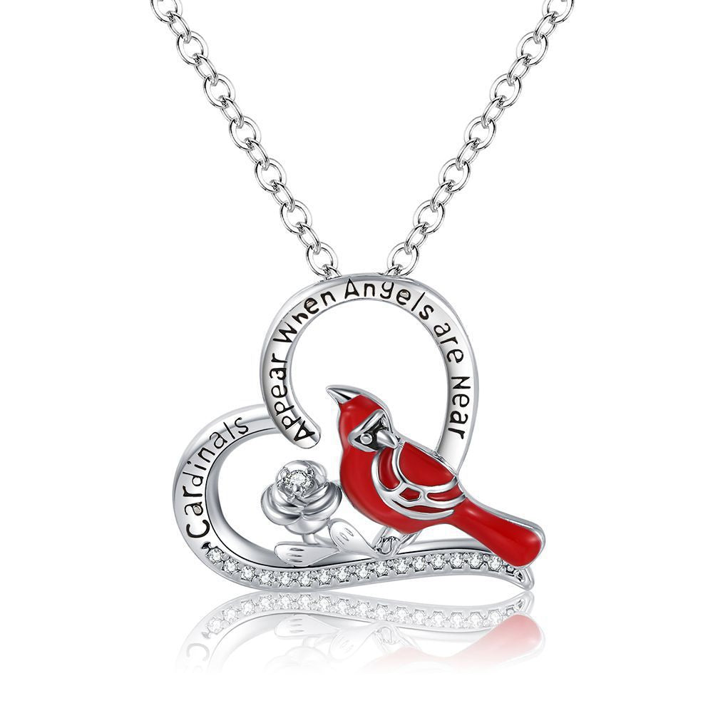 Cardinal Heart Pendant Necklace