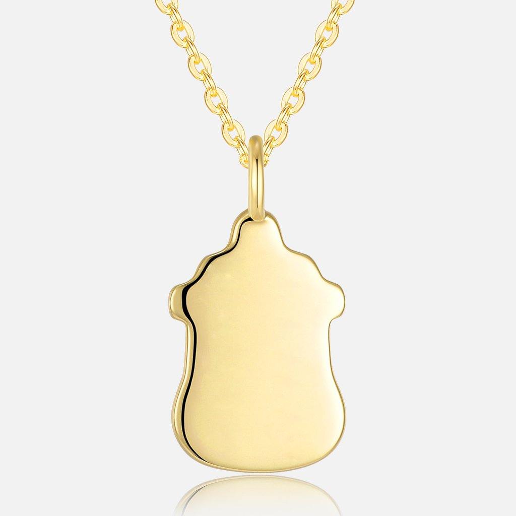 TDC Jewellery custom made 18k gold diamond baby feeding bottle handprint footprint necklace back