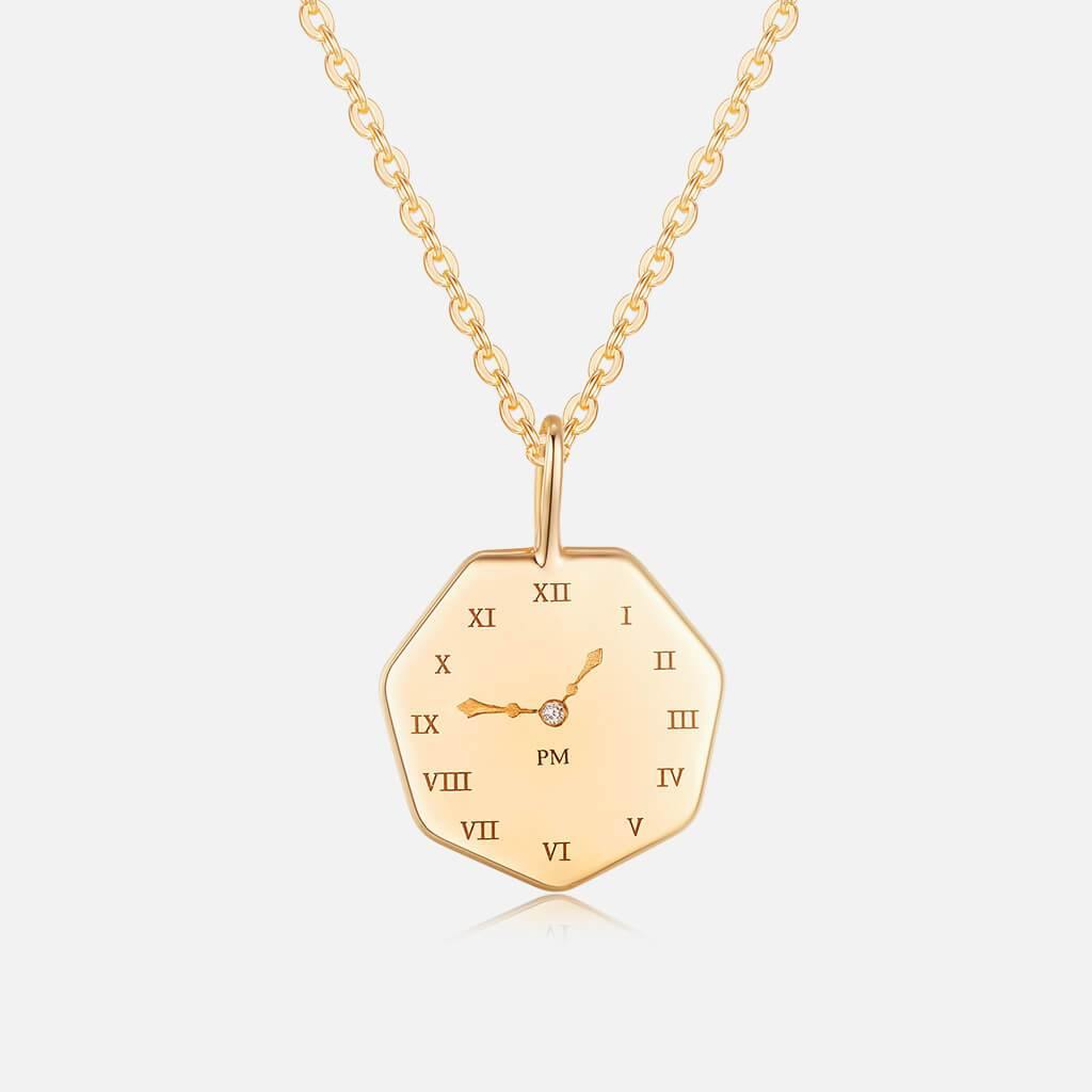 TDC Jewellery 18K Gold Baby Custom Made Heptagon Handprints Footprint Necklace Back