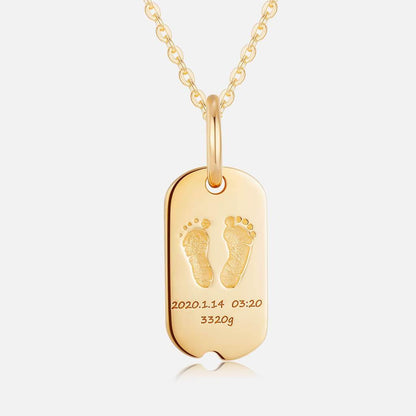 TDC Jewellery 18K Gold Baby Custom Made Rectangle Handprints Footprint Necklace Front