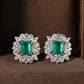 TDC™ High-End Green Artificial Gemstone Silver Earrings