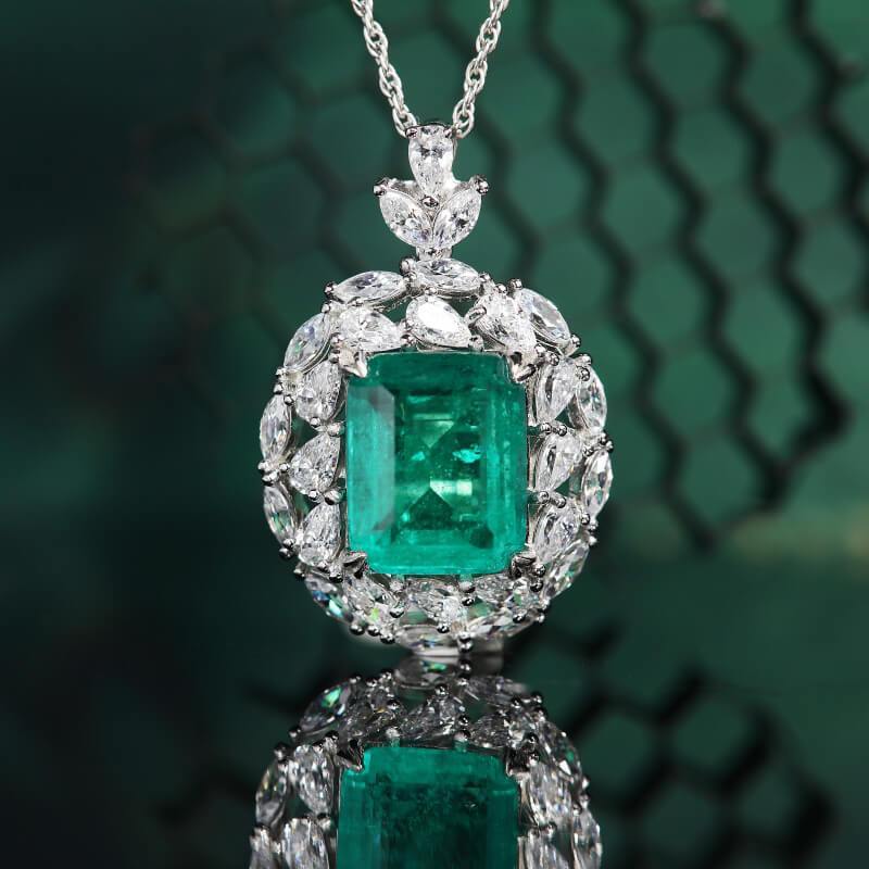 TDC™ High-End Green Artificial Gemstone Silver Pendant - TDC Jewellery