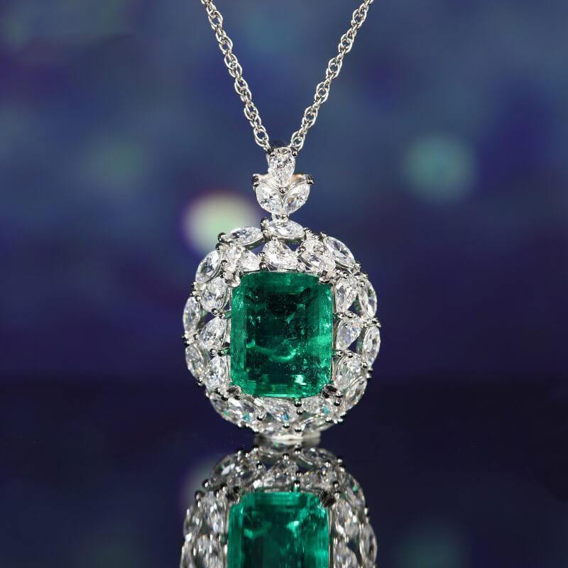 TDC™ High-End Green Artificial Gemstone Silver Pendant - TDC Jewellery