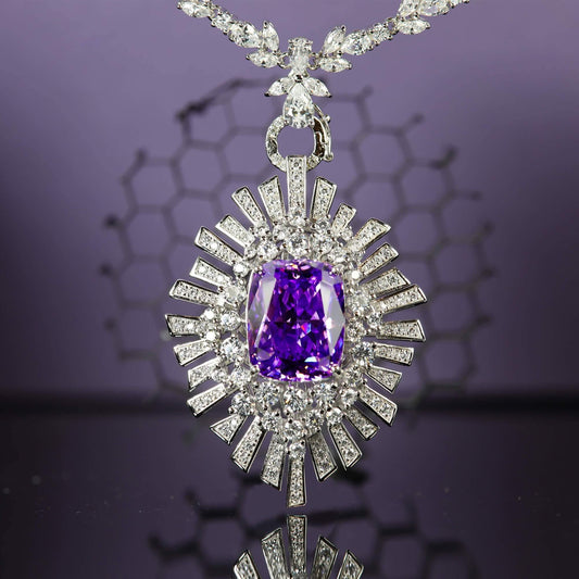 TDC™ High-End Purple Artificial Gemstone Silver Pendant - TDC Jewellery