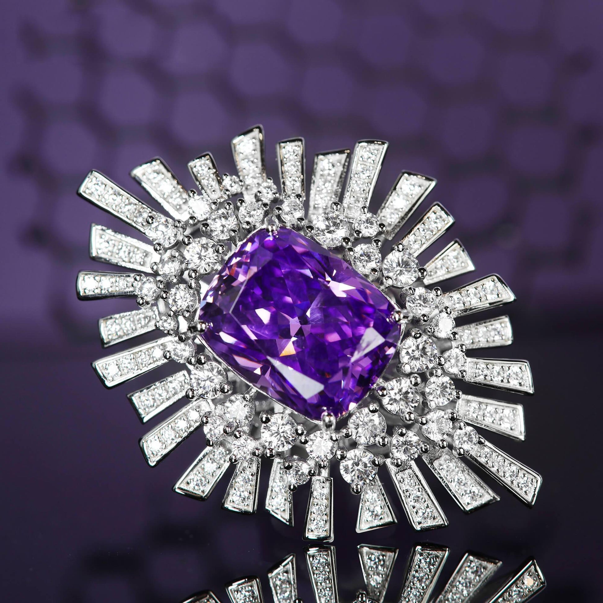 TDC™ High-End Purple Artificial Gemstone Silver Pendant - TDC Jewellery