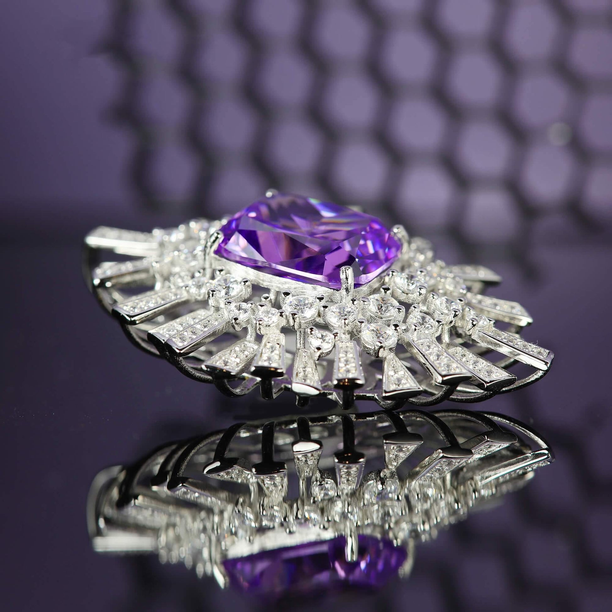 TDC™ High-End Purple Artificial Gemstone Silver Pendant - TDC Jewellery